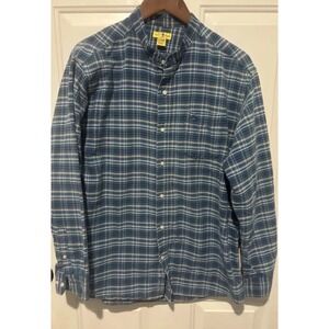 VTG Duck Head Shirt Men's XL Plaid‎ Long Sleeve Button Down Pocket Blue